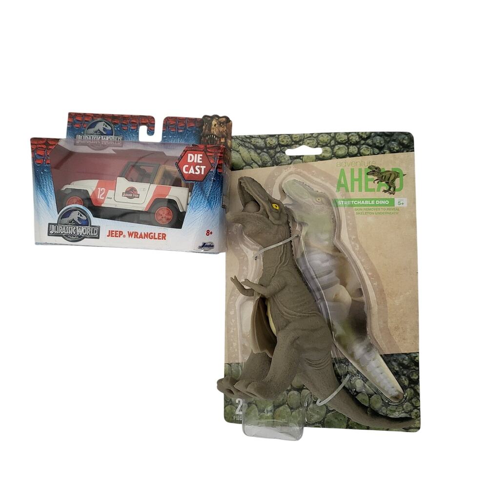 New Jurassic World die cast jeep and dino